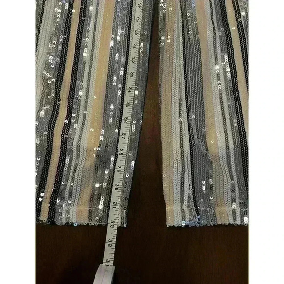 Fashion Nova Hot Stuff Sequin Wide Leg Pants - Silver Size Large (0156) - Picture 8 of 11